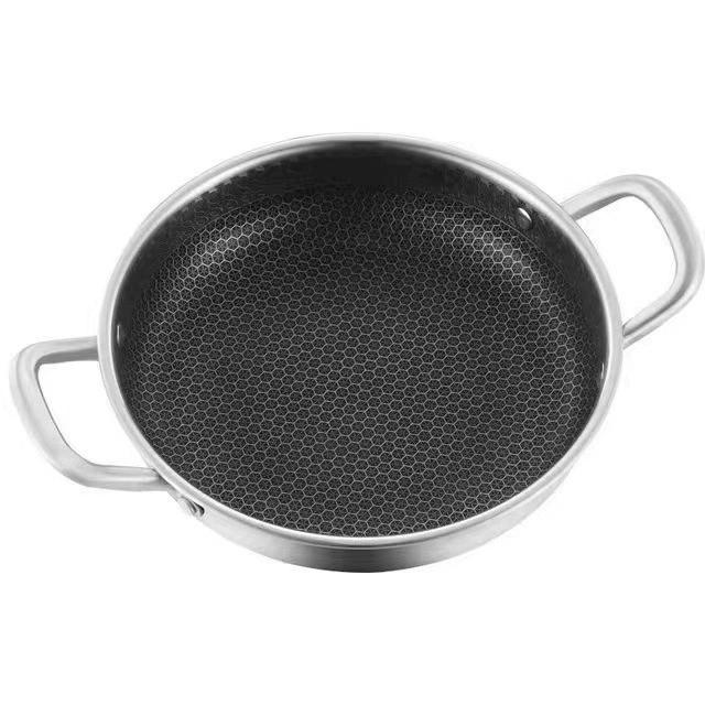 Nonstick Wok with Tempered Glass Lid Frying Pan Kitchen 12 Inch Honeycomb Structure Dishwasher-Friendly Healthy Cookware