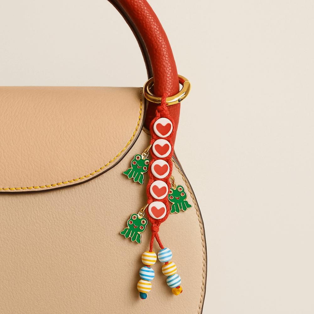 Cute Bag Accessories Pendant Korean Style Colorful Rope Keychain Love Cherry Pendant  Car Keyring