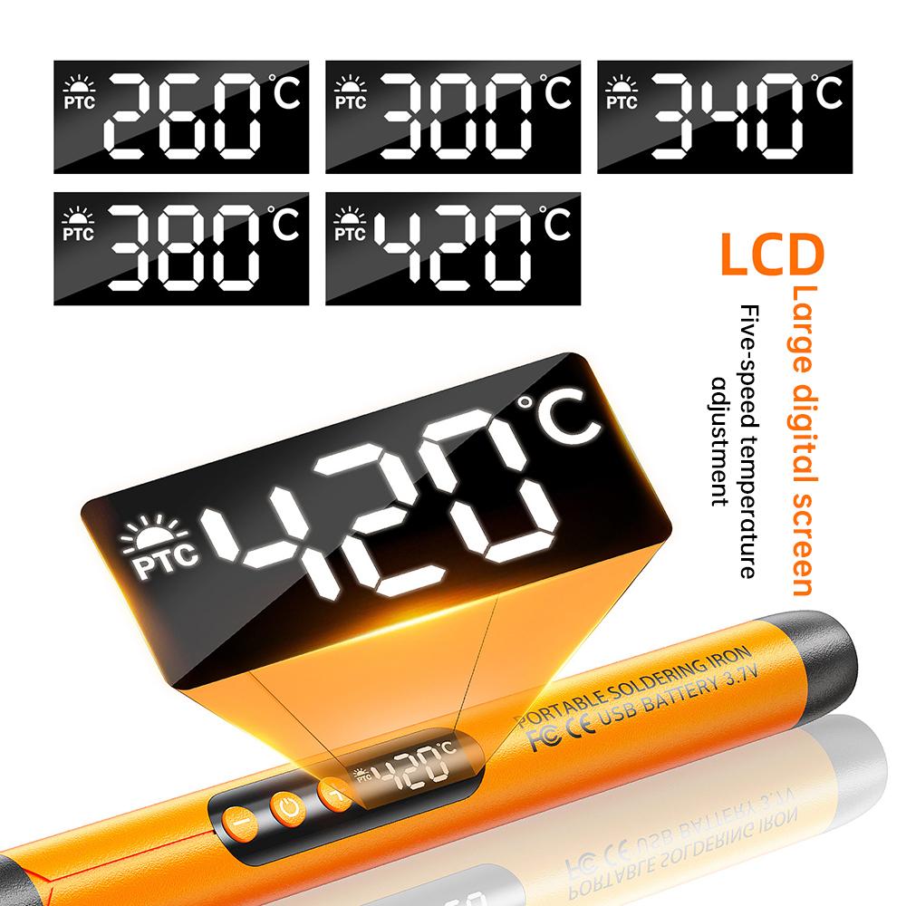 Portable USB charging welding lamp, adjustable temperature, with LCD display screen, no assembly required, suitable for DIY home use