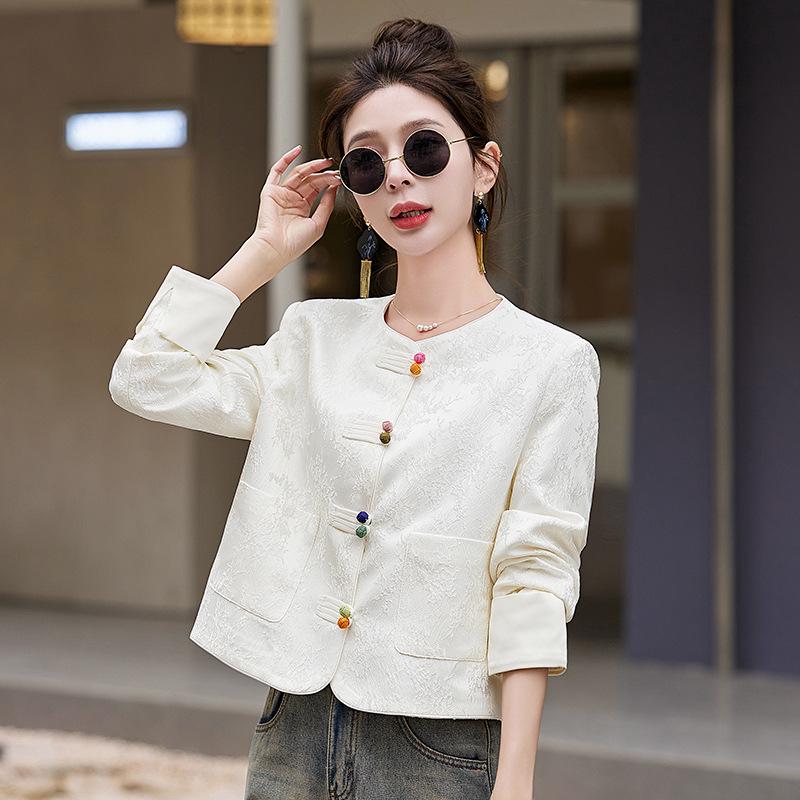 Women's Retro Jacquard Jacket - Short, Age-Reducing, National Style, Spring/Autumn 2025 (B2809)
