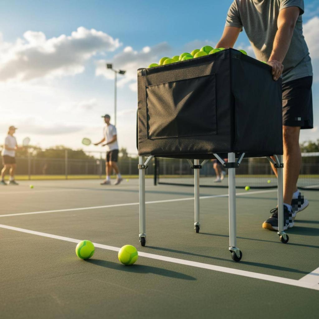 Basketball Storage Cart Foldable Sports Organizer Large Basket for Court