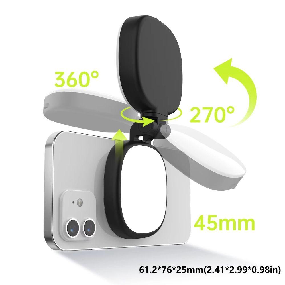 Magnetic Mobile Phone Selfie Mirror Multi-functional Adjustable Selfie Fill Light Foldable Dual-colour Mobile Phone Fill Light