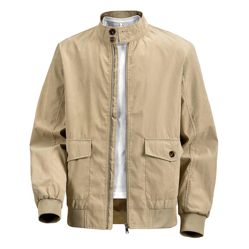 

European Size Stand-up Collar Tooling Jacket Men s New Loose Casual Solid Color Men s Top Coat 3XL (European code)