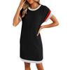 Damen Lässiges Kontrastfarben Gestreiftes Rundhals T-Shirt Kleid