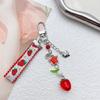 Sweet Ribbon Strawberry Keychain Pendant Cute Decoration Pendant Bone Charm