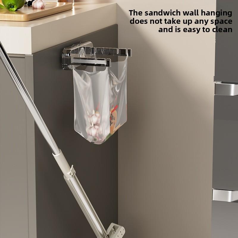 Plastic Suction Cup Trash Bag Holder With Foldable Design For Kitchen And Bathroom Storage