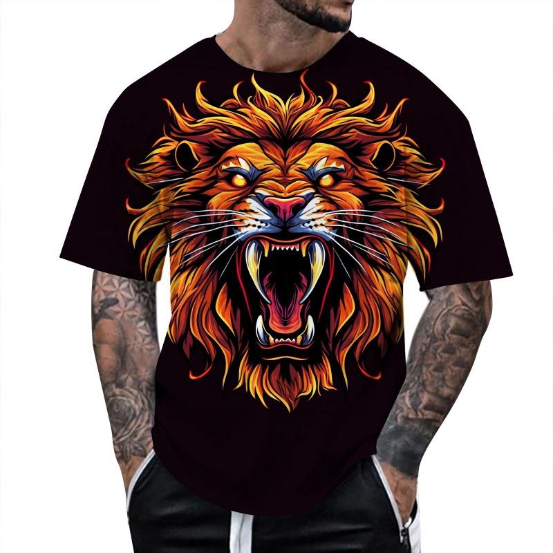 Summer Trend Short Sleeved 3D Digital Printed Animal Loose T-shirt Top