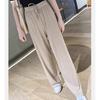 Summer Ladies Ice Silk Light Wide Leg Trousers Girl Solid Color High Waist Loose All-match Straight Casual Pants