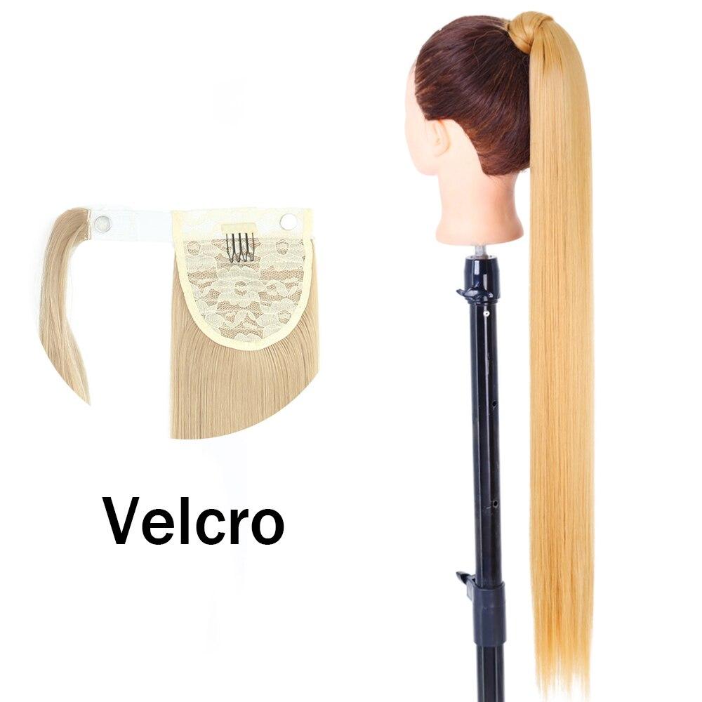 XINRAN Peluca de Cola de Caballo Recta Super Larga para Mujer Colorida Lazo Velcro Extensiones de Cabello Sintético Resistente al Calor Cola de Caballo