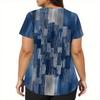 Women's Fashion V-neck Short Sleeve Workwear With Pockets Printed Tops
