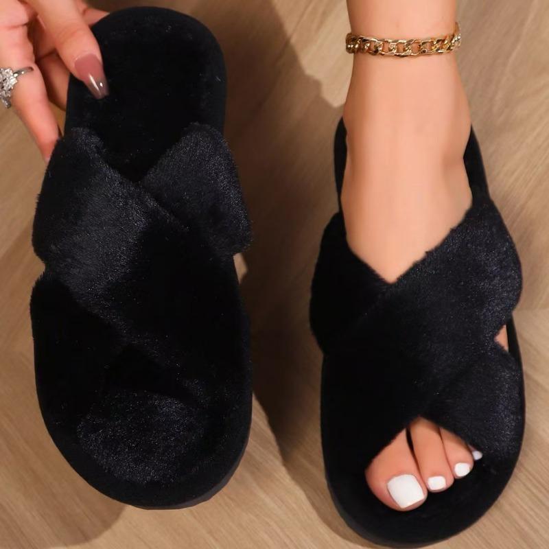 

Open ** fork with fluffy slippers women s indoor non-slip women s home slippers four seasons fashion sense 3637