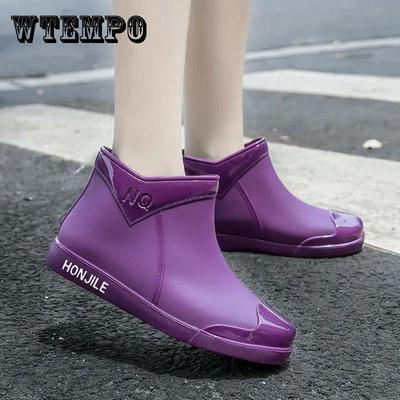 Women Flat Heel Waterproof Casual Working Rain Boots Female Large Size All-match Rain Boots Non Slip Solid Color Water Shoes