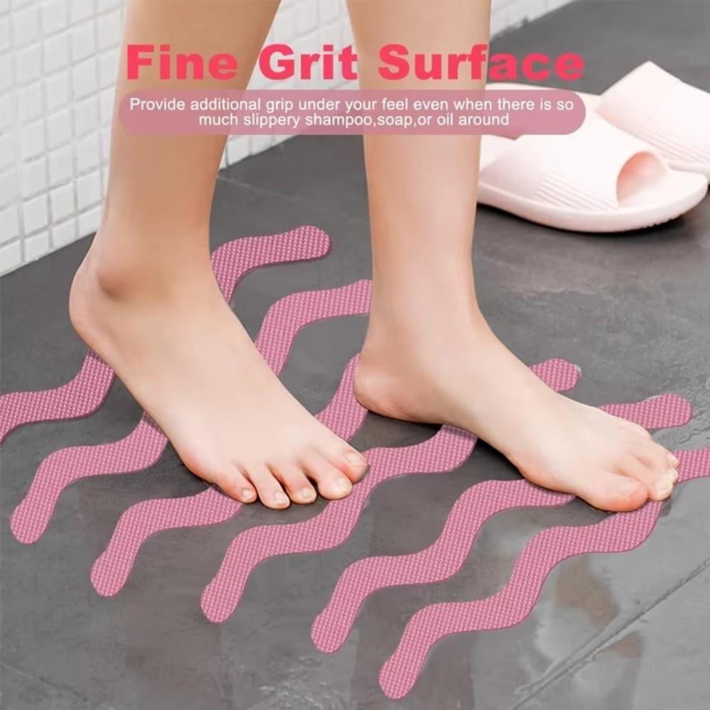 6/12pcs Transparent Anti-Slip Stickers S-Shaped Design Bathroom Floor Stickers for Bathroom