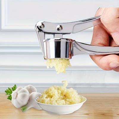 Knoblauchpresse und Zerkleinerer aus Edelstahl - Langlebiges, rostbeständiges Küchenwerkzeug zum einfachen Zerkleinern von Knoblauch, Ingwer und Kräutern