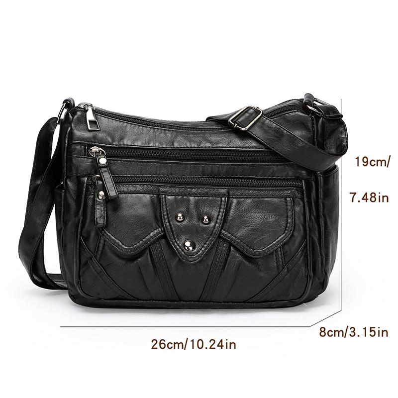Women's Bag Retro Large Capacity Shoulder Bag Multi-Layer Crossbody Bag Soft Leather Mother Bag