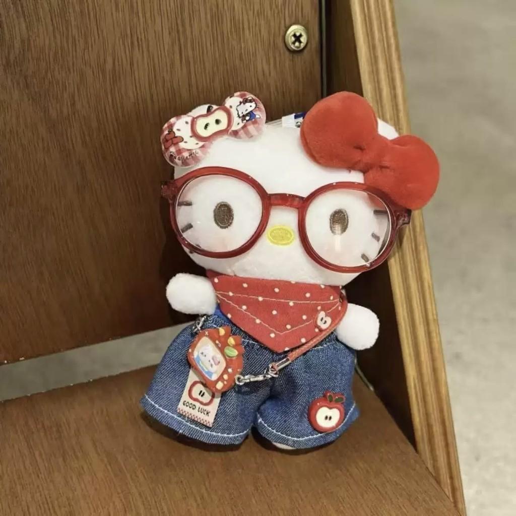 Hello Kitty Plush Keychain With Glasses For Gift And Bag Decoration