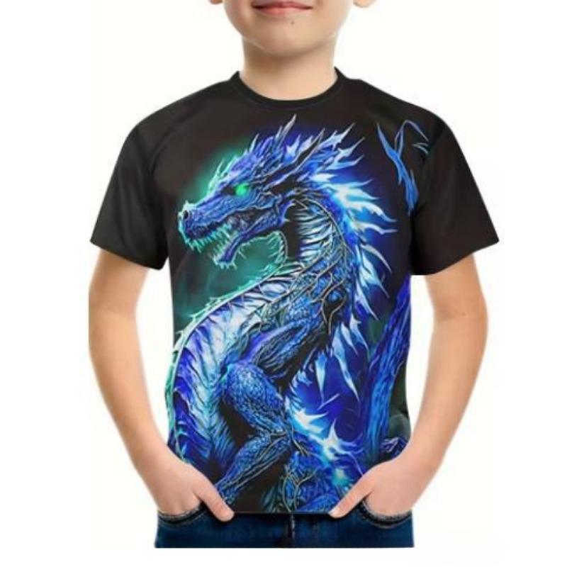 Dragon Series 3D Digitaltryckt Barns Casual Pullover Rundhals Kortärmad T-shirt