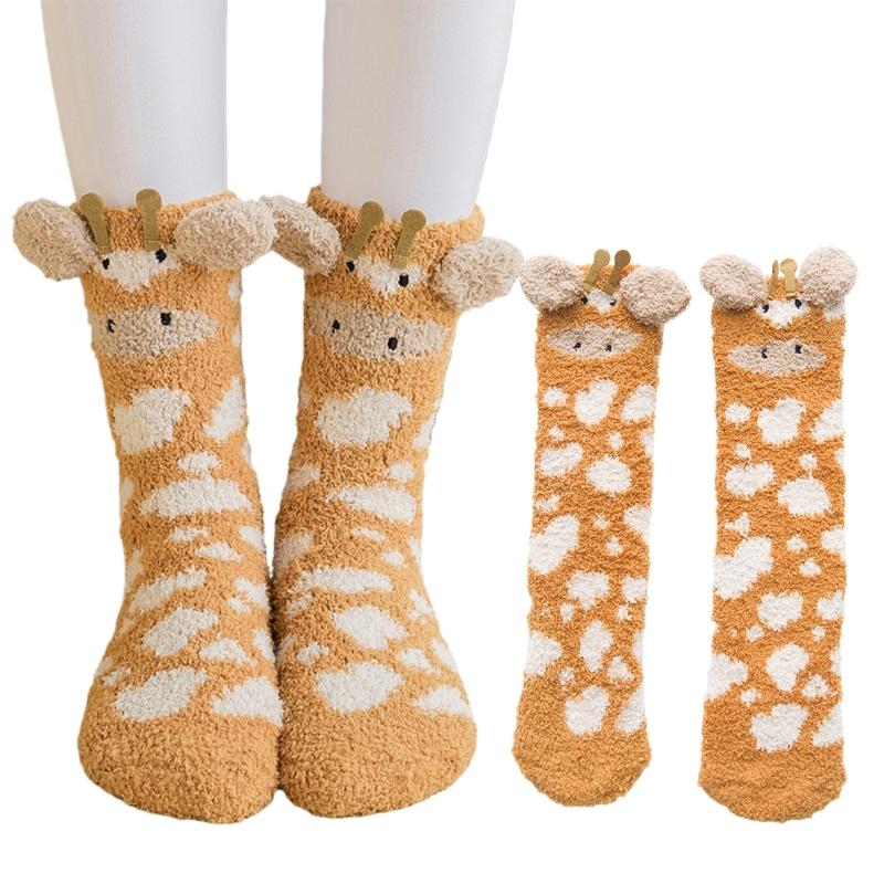 Winter Thermal Crew Socks Coral Fleece Sock Warmth For Women Men Home Comfort Cartoon Patterns