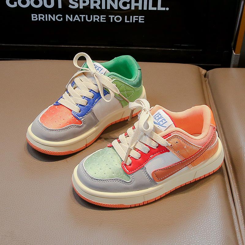 

Children s mandarin duck shoes 2025 autumn new girls shoes two-color classmates middle-aged and older boys ab board shoes non-slip soft sole 30