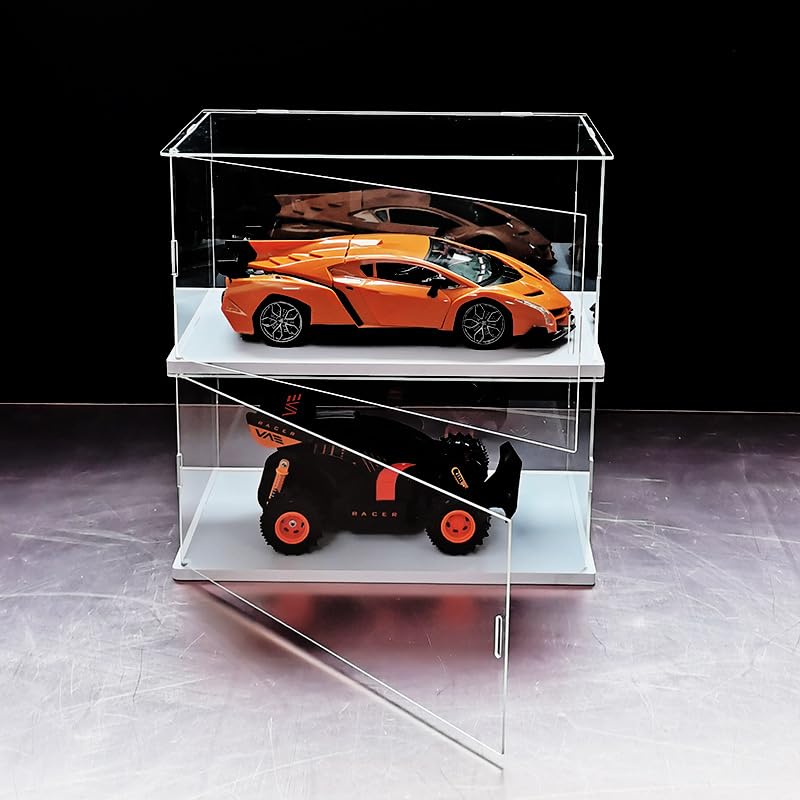VORZIP Figure Acrylic Collection White Display Case for Models and Easy Display Case H x 20cm W x 20cm Case, Case, Case, Base, Storage, Assembly,