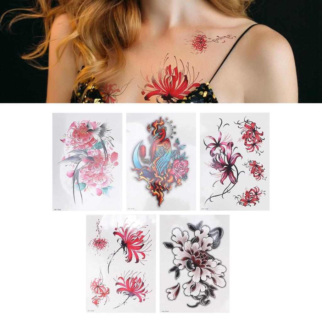 Women Flower Pattern Waterproof Tattoo Sticker Arm Back Exquisite Temporary Tattoo Sticker