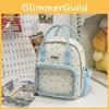 Fashionable Star Patterned Student Backpack With Transparent Compartment For Daily Use