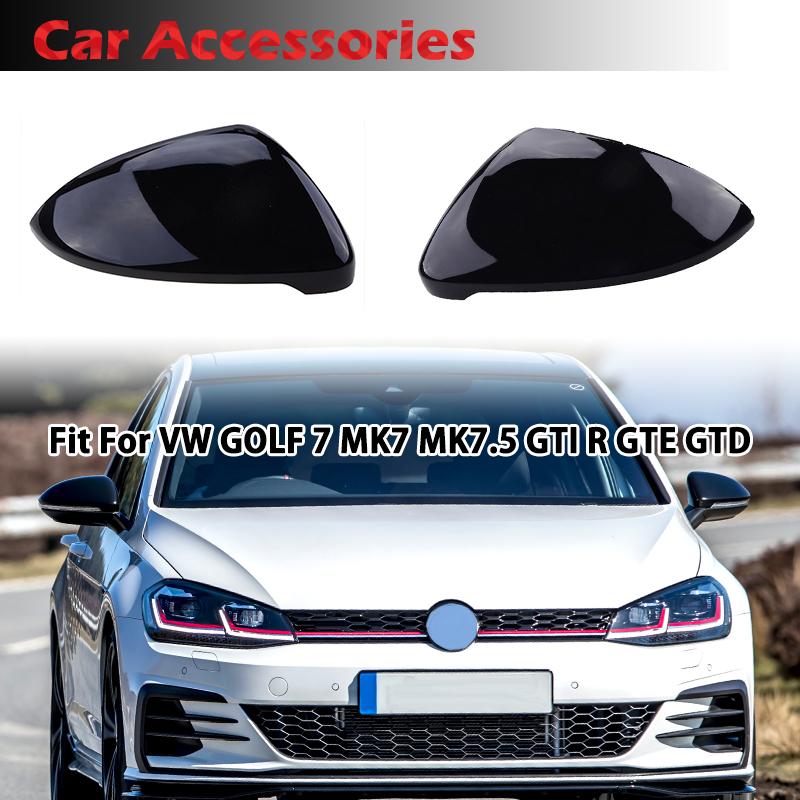 Rhyming Glossy Black Rearview Mirror Cover Side Mirror Caps Car Accessories Fit For VW Golf 7 MK7 MK7.5 GTI R GTE GTD 2013-