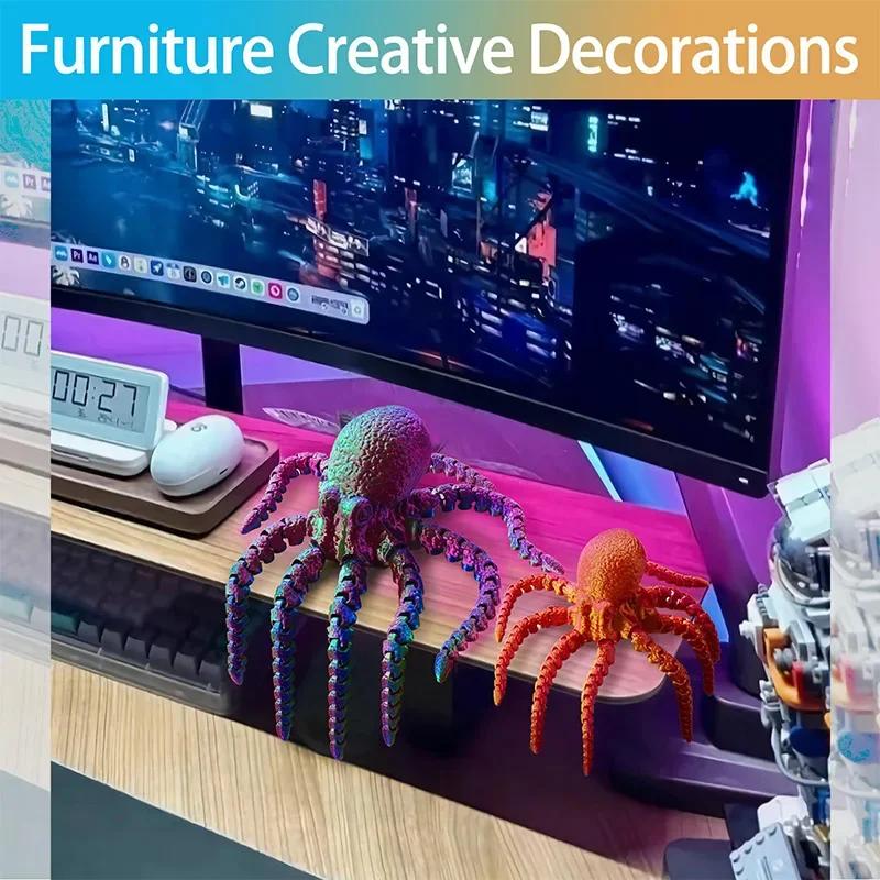 1pc 3D Printed Octopus Ornament Creative Animal Landscape Decorations Simulated Octopus Desktop Home Model Party Children's Gift
