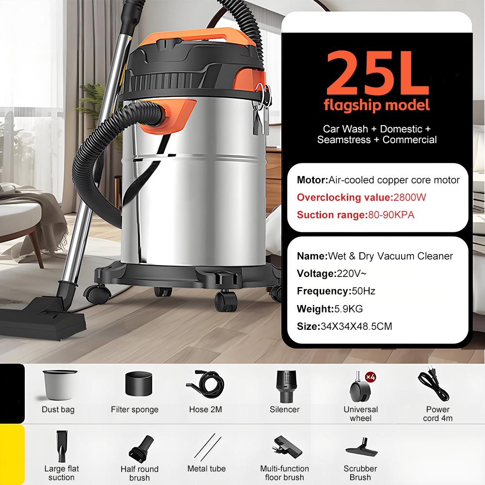 

Промышленный пылесос 220 В Пылесос для влажной и сухой уборки Мощный всасывающий аппарат для очистки Портативный пылесос Пылеуловитель