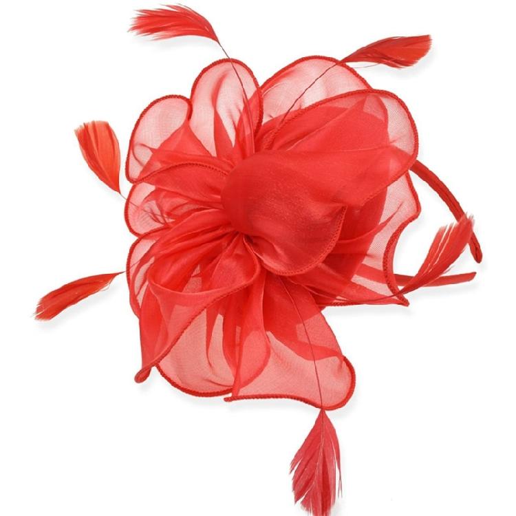 Elegant Feather Organza Fascinator Hair Hoop Church Dress Up Wedding Headpiece