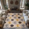 Yellow Gray Geometric Bohemian Rug, Modern Pattern Non-Slip Carpet, Cozy Living Room Mat for Scandinavian Decor