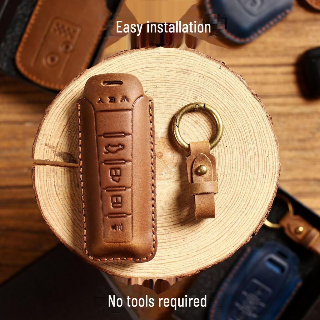 Autoschlüsselhülle aus echtem Leder für Great Wall Weipai WEY Tank VV5/Mocha VV6/First Love VV7.