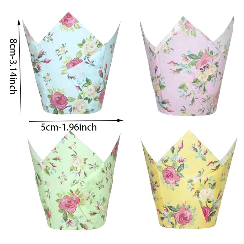 50Pcs Tulip Muffin Cupcake Paper Cups Oilproof Cupcakes Liner Baking Muffin Cup Cake Holder Decorating Tools Muffin Wrap Cases