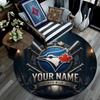 Custom Name Toronto Blue Jays Round Area Rug,Carpet Rug for Living Room Bedroom Sofa Playroom Decor,Non-slip Floor Mat