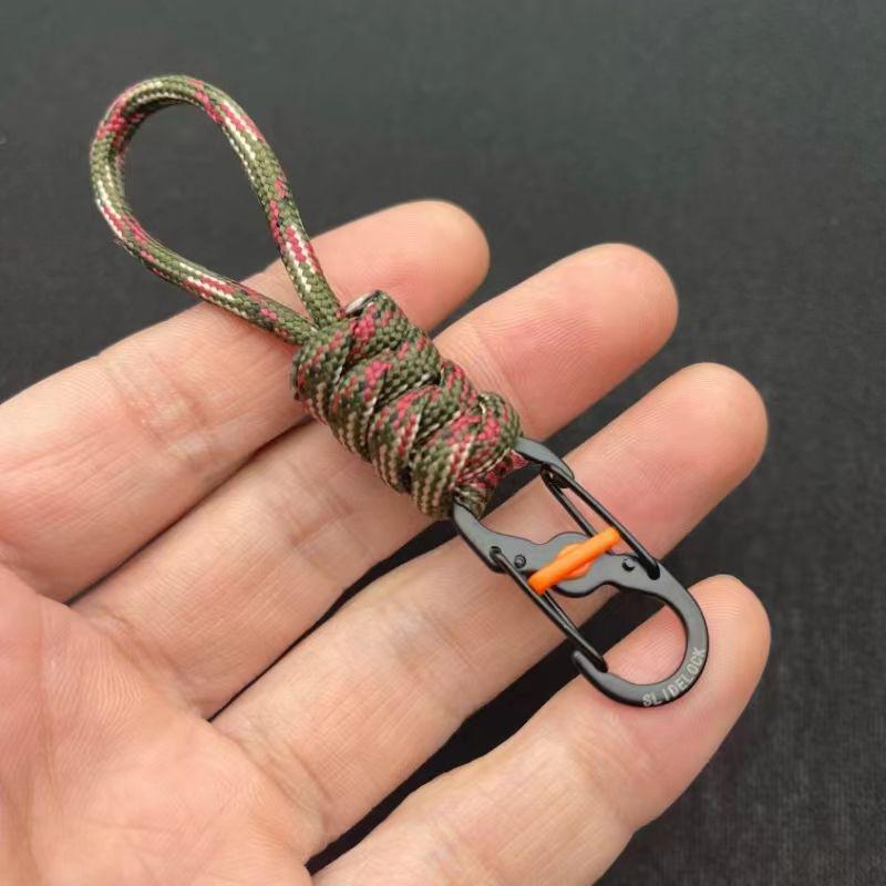 10cm Anti-Theft Paracord Keyring with Locking Figure-8 Buckle, Portable Outdoor Lanyard Hook.