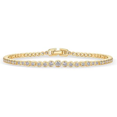 PAVOI 14K Gold Plated Tennis Bracelets for Women, Bezel Set CZ Bracelet | Simulated Diamonds Round, Trinity, Radiant, Pear, Heart Cut Cubic Zirconia