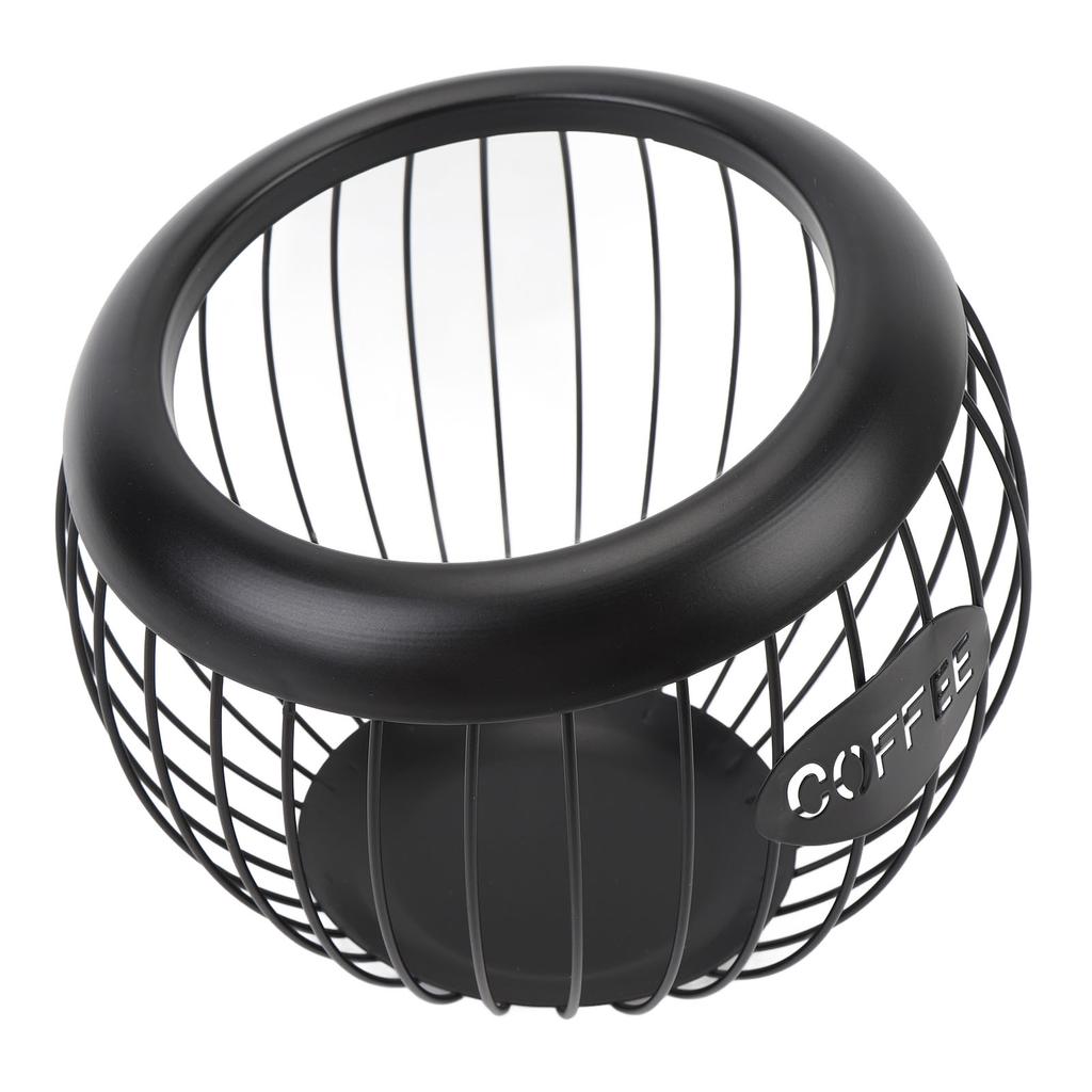 Coffee Pod Holder Wire Basket Large Capacity Iron Coffee Pods Storage Basket for Coffee Bar Counter Desktop Black