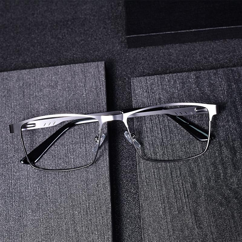 Anti Blue Light Reading Glasses for Men Metal Big Frame Magnifier Presbyopia Lens Eyewear Diopter +0.75 to +1.25