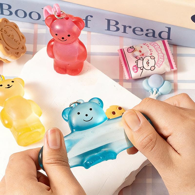 Bear Mochi Squishy Jelly Candy Bear Squishy Tabas Squeeze Anti Stress Ball Fidget Toy Pendant Keychain Bag Charm Surprise Gift