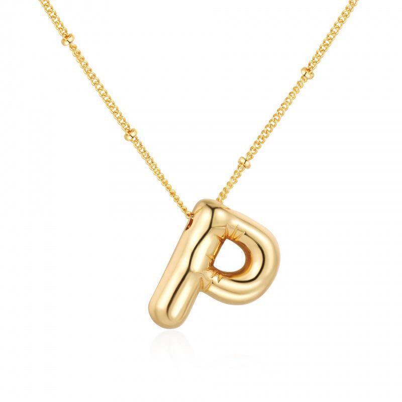 Minimalist Copper-Plated Gold Alphabet Pendant Sweater Chain Jewelry