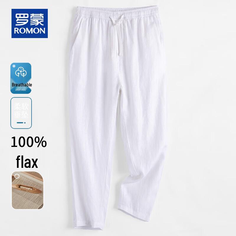ROMON Men s 100% Linen Drawstring Casual Pants 2XL