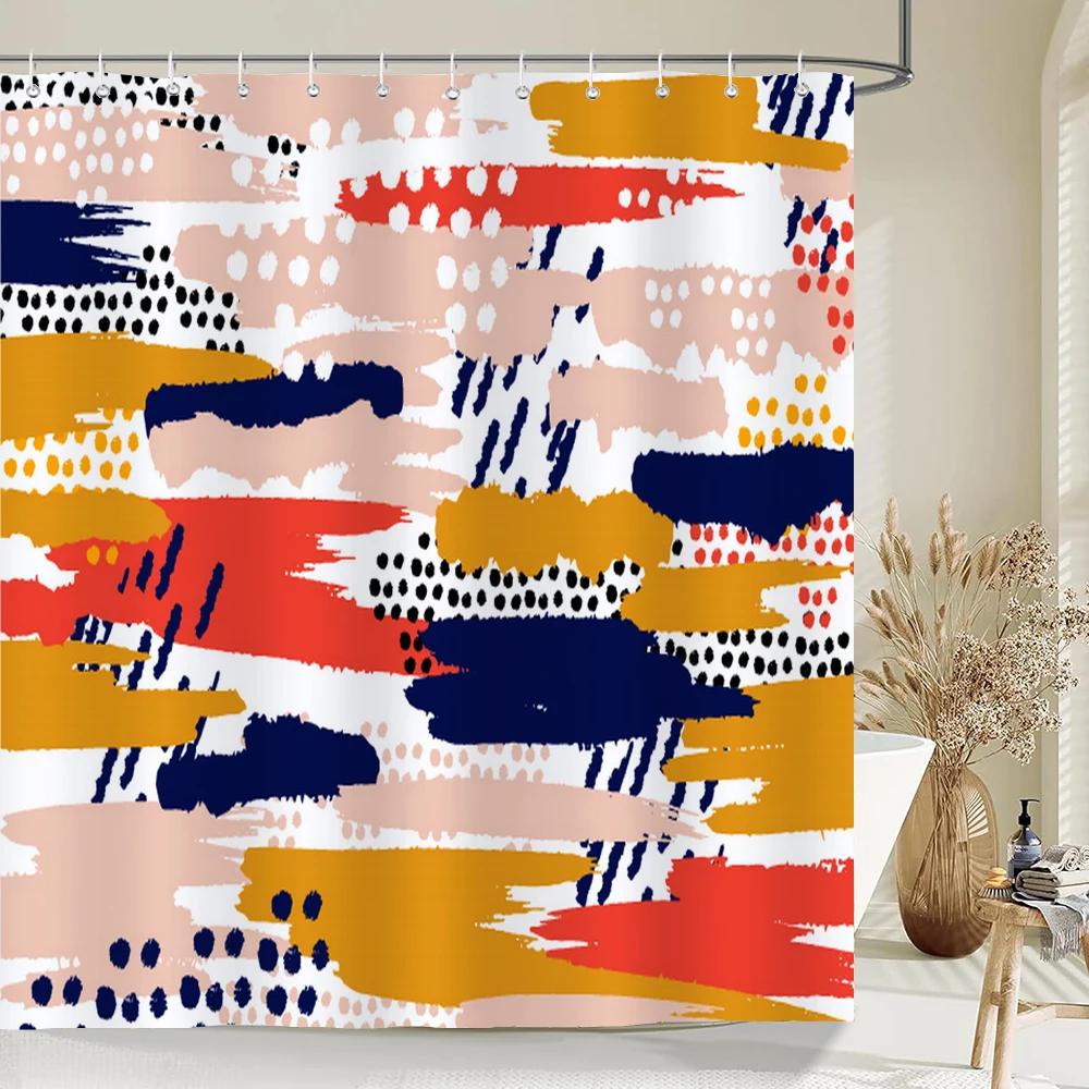 Waterproof Polyester Colorful Shower Curtain Modern Color Print For Bathroom Curtain Long 180*200Cm Shower Curtains Cortina