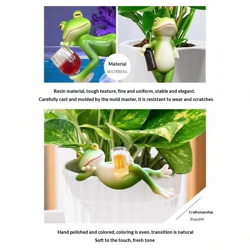 Hanging Flower Pot Edge Frog Decorative Ornaments Resin Mini Craft Glass Fish Tank Pendant Desktop Figurines