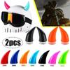 2-1pcs Short Devil Horns Helmet Decorative Sticker Motorcycle Bike Helmet Shape DIY Rubber Decorative Headgear Accessories