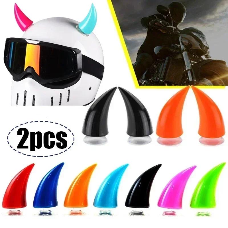 2-1pcs Short Devil Horns Helmet Decorative Sticker Motorcycle Bike Helmet Shape DIY Rubber Decorative Headgear Accessories