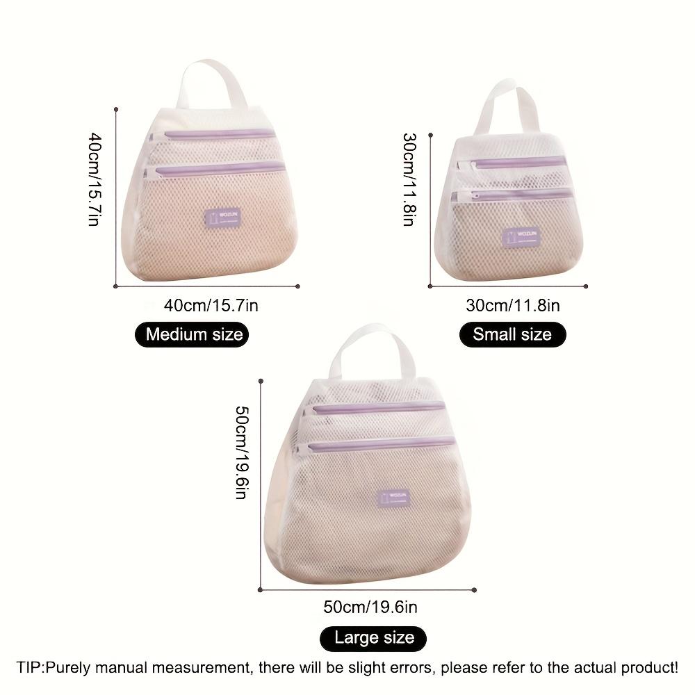 1pc Double Layer Multipurpose Polyester Laundry Bag, Oval Shaped Woven Storage Net with Zipper Closure, Reinforced Handle, Breathable Mesh for Socks