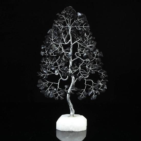 Gemstone Tree of Life Quartz Base, Chakra Tree for Positive Energy, Handmade Crystal Tree, Feng Shui Decor Good Luck Black Healing Crystals