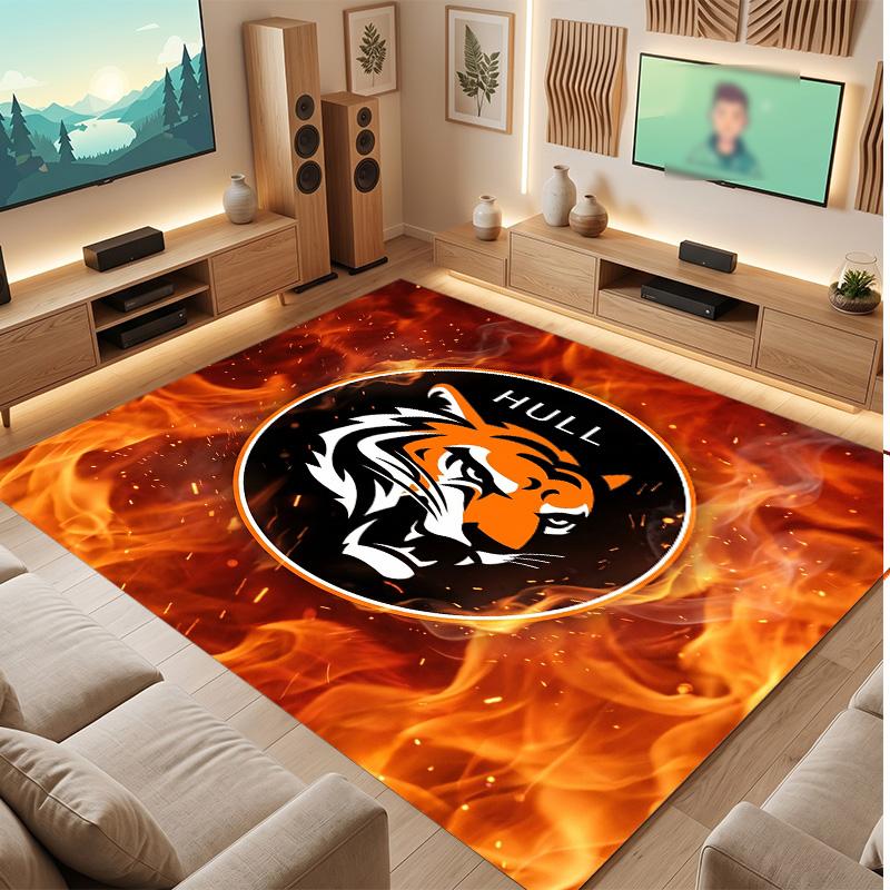 Tappeto in Velluto di Cristallo con Stampa Calcio Hull City, Comodo Assorbente d'Acqua Antiscivolo Tappeto per Pavimento Interno