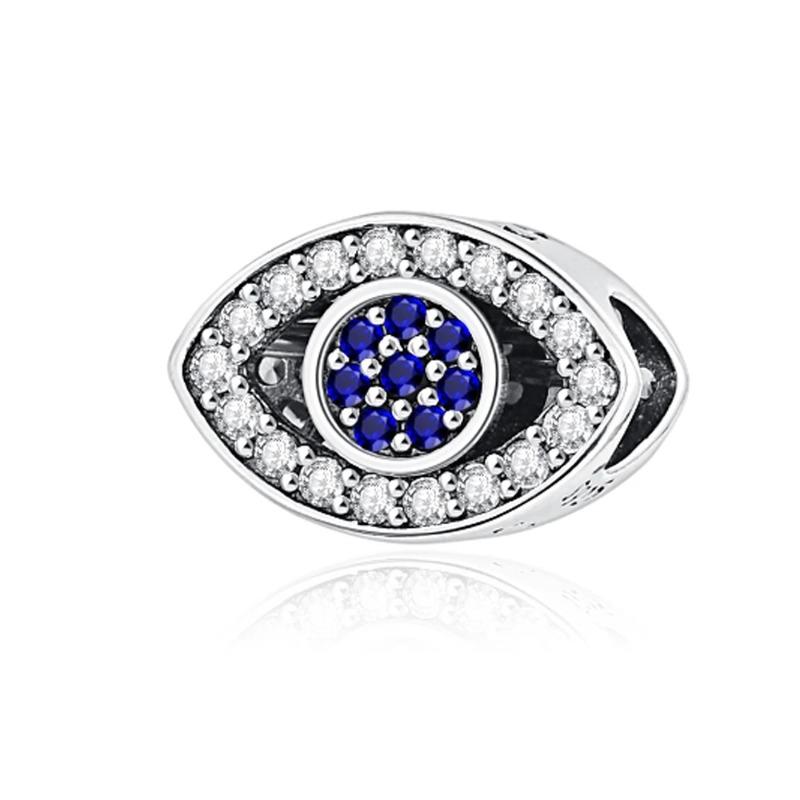 925 Silver Eye of Greece Devil Pendant Charm Bead for DIY Women Jewelry Bracelet Necklace