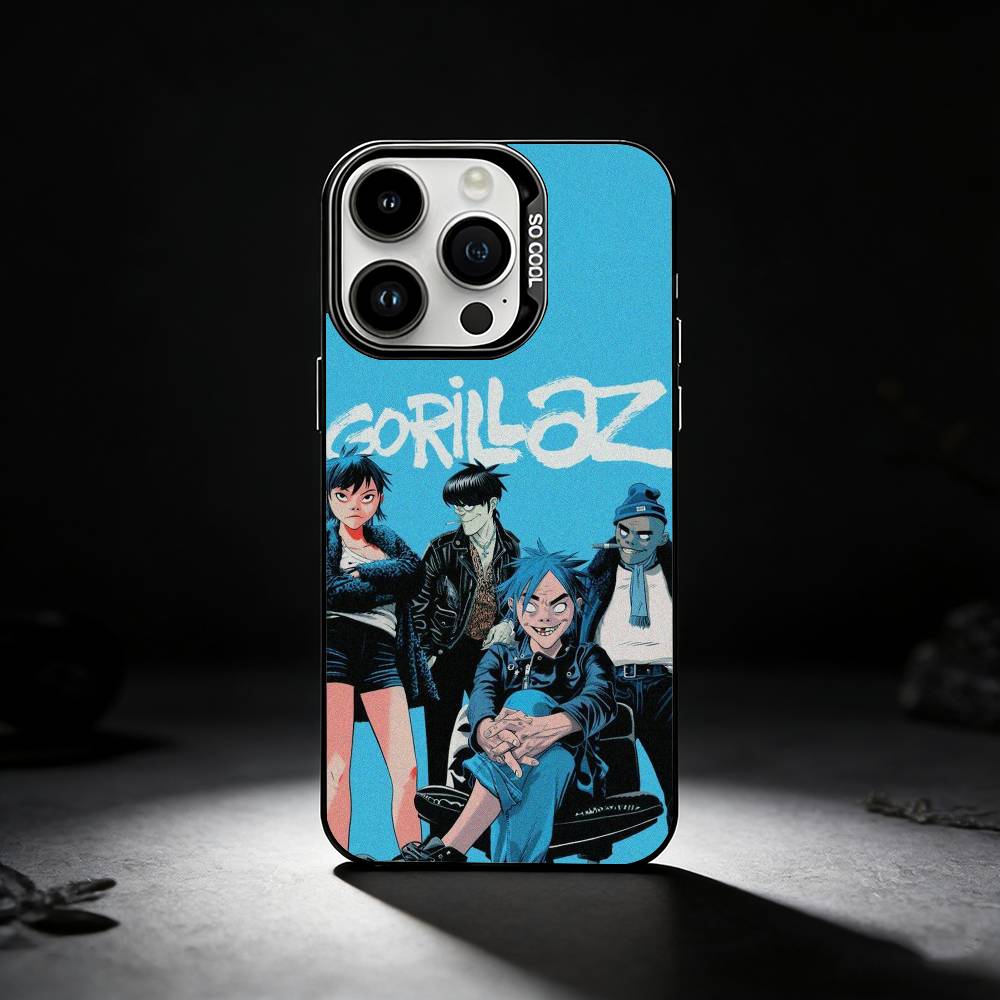 Anime G-Gorillaz Phone Case For iPhone 17,16,15,14,13,12,11 Plus,Pro Max,XS,Colored silver phone case